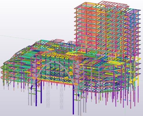 Pre Engineered High Rise Steel Structure Kits Fireproof Seismic Commercial Complex Fabrication